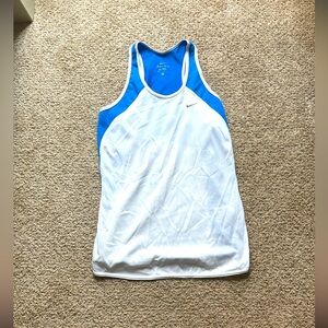 Nike Women's Dri-FIT Sleeveless Tank (Blue and White, Size: Medium)